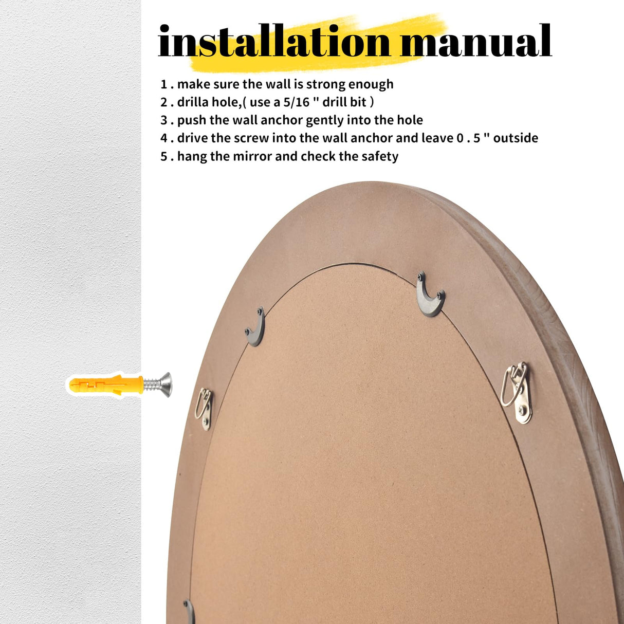 sawsile 24x30'' Rustic Oval Wood Mirror,Decorative Farmhouse Oval Mirrors,Vanity Nature Mirrors for Bedroom, Bathroom, Living Room,or Entryway sawsile