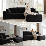 104 Inch Cloud Sectional Couch with L-Shape Chaise,Modern Upholstered Couches with Deep Seat,Corduroy Sponge Compressed Sofa for Living Room, Bedroom,No Assembly Required(Black) ZKJOLMN