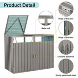 Outdoor Garbage Bin Storage Shed, Steel Trash Can Storage with Lockable Doors & Lids for 2 Trash Cans, Metal Garbage Can Hider for Outside Garden Yard Backyard Patio (2 Trash Can+Grey) YskdhfczQ
