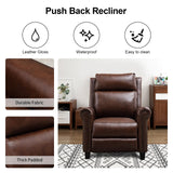 CANMOV Leather Recliner Chair Set of 2, Classic and Traditional Push Back Recliner Chair with Comfortable Arms and Back for Living Room Bedroom Adjustable Single Sofa, Brown CANMOV