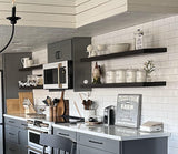 Joel's Antiques Floating Wall Shelf, Wood Decor & Long Shelf for Fireplace Mantel, Bookshelf, Bedroom, & Farmhouse - Wall-Mounted Rustic Stand, Wooden Hanging Display - Black, 72" x 10" x 2" joelsantiques