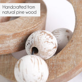 Oakrain Rustic Wood Chain Link for Home Decor, Handmade Carved 3 Link Wood Knot & Wood Beads, Natural Boho Farmhouse Table Decor, Best Housewarming Gifts (2 Pcs, 8.7inch) Oakrain