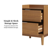 Walker Edison Mid-Century Modern 2-Drawer Solid Wood Nightstand, 20 Inch, Set of 2, Caramel Walker Edison