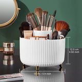 Diesisa Makeup Brush Holder Organizer,360° Rotating Makeup Brush Organizer,5 Slot Make up Brushes Cup for Cosmetics, Nail Polish, Art Supply, Bathroom Vanity Desktop Organizer - White Diesisa