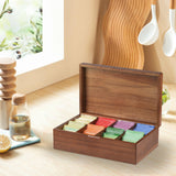 Acacia Wood Tea Bag Organizer, 8 Compartments Tea Box Organizer Storage Box, Tea Box for Tea Bags Chest, Tea Bag Holder with Magnetic Lid for Beverage Supplies, Sugar, Sweeteners, Individual Packets VOSEPO