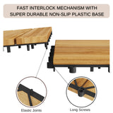 9 PCS Interlocking Deck Tiles 12" x 12" - Premium Acacia Wood Patio Tiles Waterproof - Deck Tiles Interlocking All Weather Waterproof Flooring - Easy Installation for Indoor & Outdoor (Golden Steak) J CLOVER