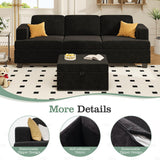 Apicizon 89" Black Couch, Comfy Couch Clound Couch 3 Seater Sofa for Living Room, Dark Grey Sofa Couch Modern Couches with Removerable Cover for Bedroom, Chenille Apicizon