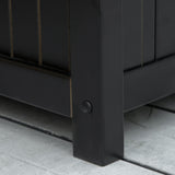 Outsunny 43 Gallon Outdoor Wooden Storage Bench with Backrest and Armrests, Black Star Motif Outsunny