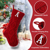 Ulico Christmas Stockings with Initials, 18’’ Large Embroidered Monogram Knit Christmas Stocking,Xmas Stocking for Kids, Holiday and Family Stocking for Fireplace or Party Decoration Red Letter A Ulico
