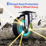 Heavy Duty 8 Inch Caster Wheels Set of 4 Industrial Swivel Locking Casters with Brake 3200 Lbs Load Capacity Rubber Wheels for Cart, Furniture, Workbench Outdoor Black Castors, Includes Bolts & Screws TOO TCO