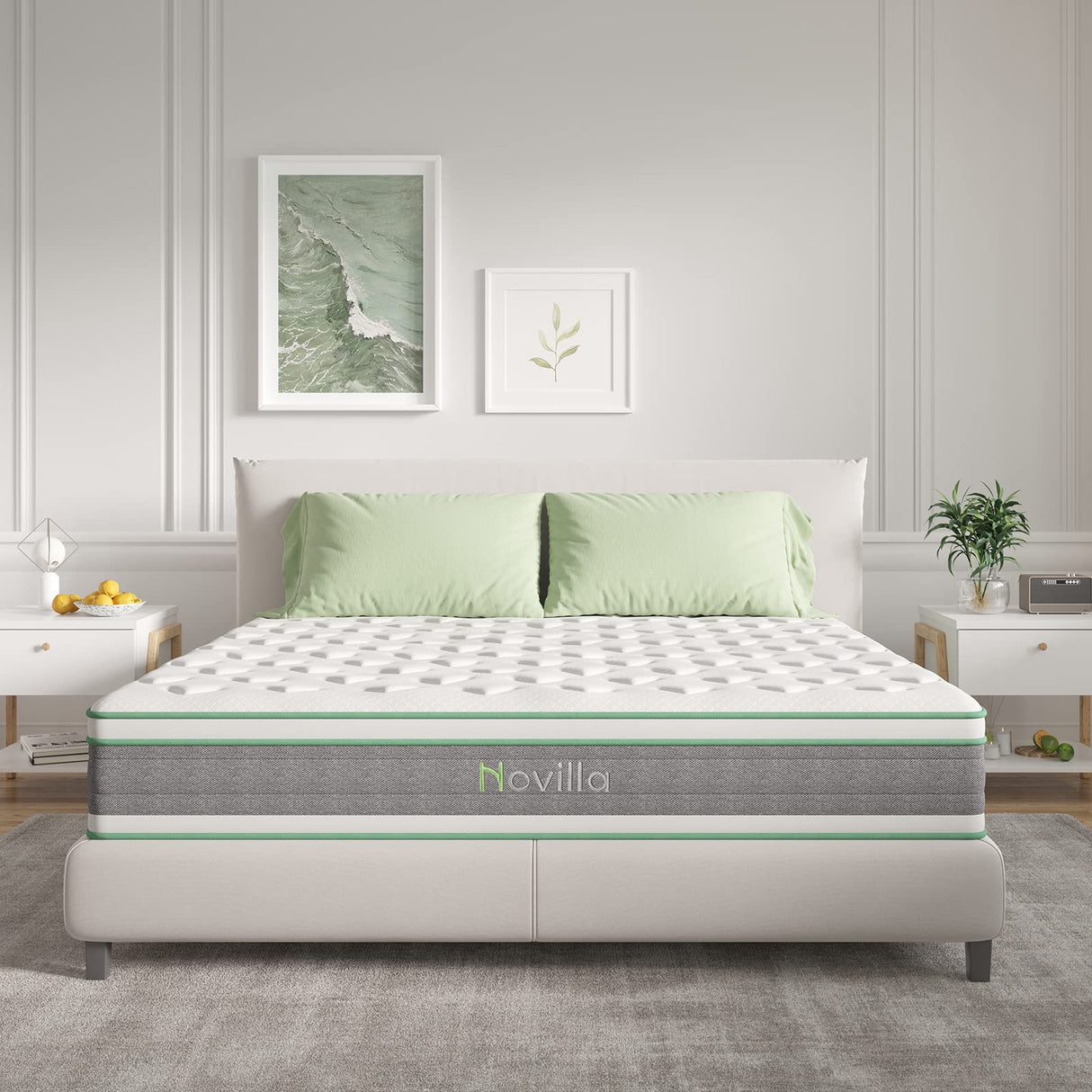 Novilla Full Mattress 12 Inch Hybrid Mattress in a Box, Innerspring Mattresses with Gel Memory Foam for a Cool Sleep, Pressure Relief, Medium Firm with Pillow Top, Groove Novilla