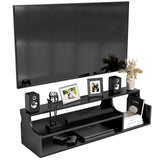 DIZAII Floating TV Stand, 3 Tier Floating Entertainment Center, 43" Floating TV Stand Wall Mounted, Floating TV Shelf, Black Under TV Cabinet, Floating Shelf for Under TV DIZAII