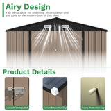 Patiowell 10x14 FT Outdoor Storage Shed, Large Metal Garden Shed with Lockable Door and Sloping Roof, Outside Steel Utility Tool Sheds for Backyard Lawn Garden Patio, Brown Patiowell