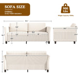 Valthie 79.1" Corduroy Loveseat Sofa, Modern Comfy Couches with Side Pocket, 3-Seater Sofa Couch for Living Room, Bedroom and Small Spaces,Beige Valthie