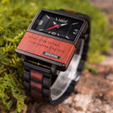 2win Engraved Wooden Watches Nameplate Custom for Men Unique Alloy & Wood Design Watch Personalized Gifts for Husband Men Boyfriend (Customize-1) 2win
