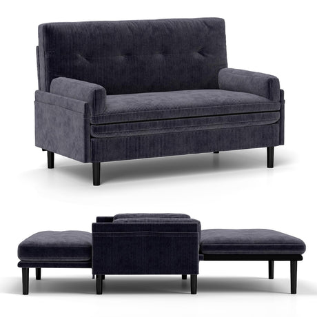 homeokay Convertible Queen Sleeper Sofa Bed Couch, with Pull-Out Feature, 5 Adjustable Backrest Positions, Removable Armrests, Ottoman, and Storage for Living Room(Gray) homeokay