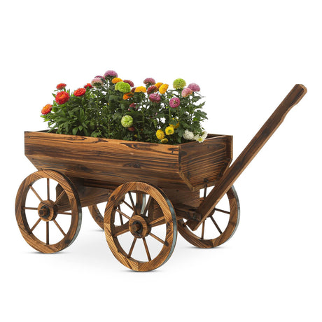 Notume Garden Wagon Decor with Wheels Rustic Flower Pot,Planters Wagon Indoor Outdoor Backyard Balcony Decor Notume