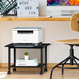 Lerliuo Under Desk Printer Stand, 2-Tier Industrial Mobile Printer Table with Storage Shelf and Steel Frame, Rolling Printer Cart Holder with Lockable Wheels for Home, Office (Black) Lerliuo
