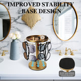 kondyfayo 360° Rotating Sunglass Organizer Storage, Stainless Steel Glasses Holder Stand, Glasses Organizer with Tray for Desk, Dresser, Tabletop, Nightstand and Home Decor (Gold) kondyfayo