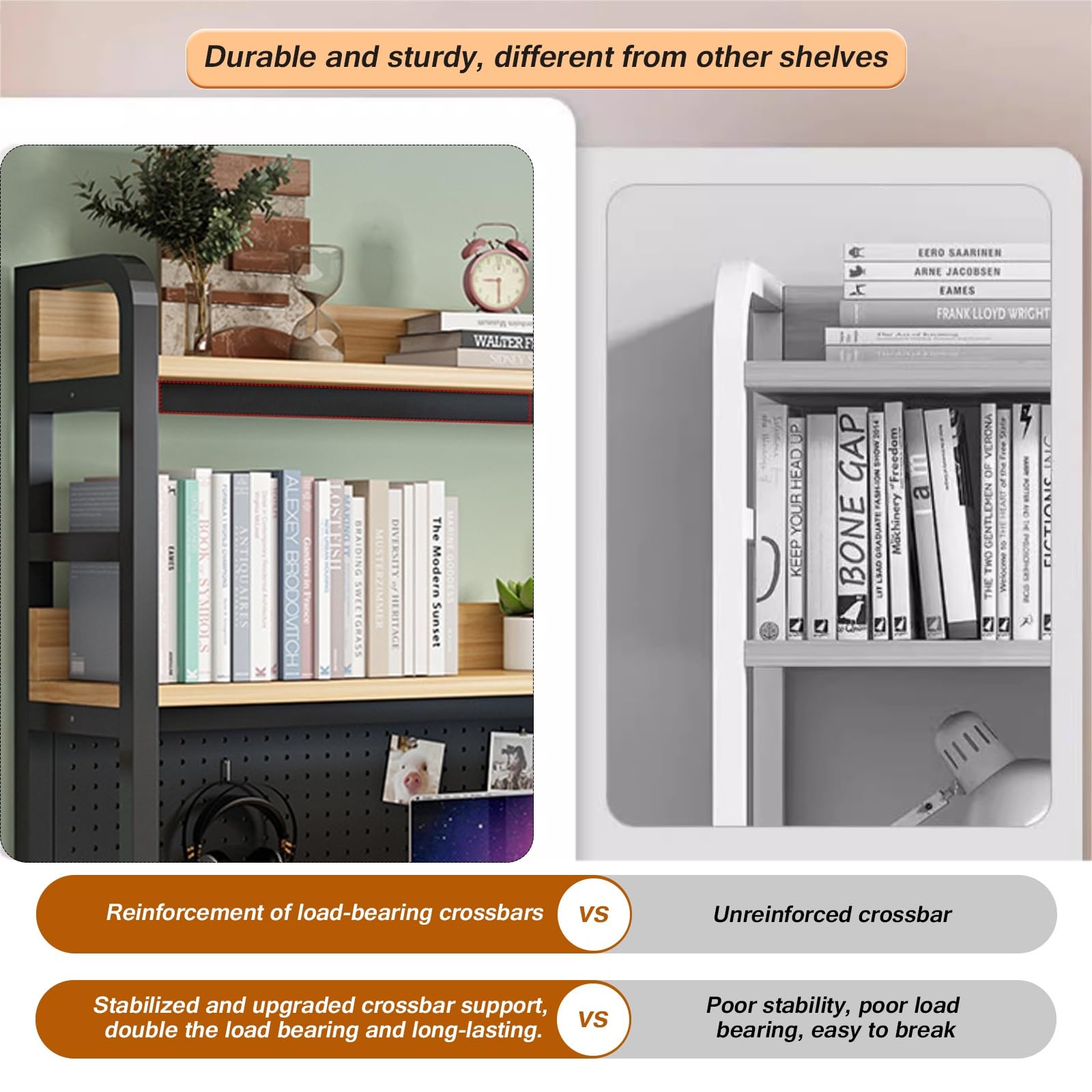 2 Tier Multifunctional Industrial Desktop Bookshelf for Home and Office Storage - WoodArtSupply