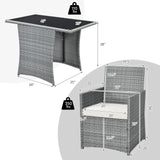 DORTALA 3 Pieces Patio Rattan Furniture Set, Outdoor Wicker Conversation Set with Sponge and Coffee Table, Cushioned Dining Bistro Chair Set for Patio Garden Backyard Pool, White DORTALA