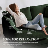 SoarFlash Chenille Sectional Sofa, Comfy L Shaped Modular Coush Sofa with Ottoman, Modern 2 Seat Couch Deep Seat Sofa Set for Living Room,Green SoarFlash