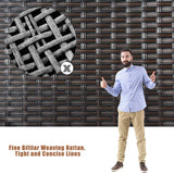 COSTWAY 4 PCS Patio Rattan Conversation Furniture Set Cushioned Seat Glass Tabletop COSTWAY