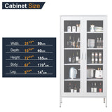 COFaR Metal Mesh Cabinet with 2 Mesh Doors and Adjustable Shelves, Versatile Storage for Kitchen, Laundry Room, Living Room, Office, Curio Display, (72" White) COFaR