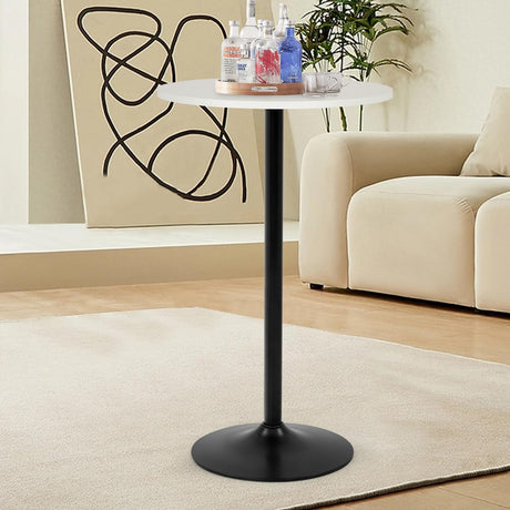 Pazidom Round Bar Table 40" Height Modern High Top Pub Table with Solid Top & Sturdy Metal Base, Cocktail Table for Bistro, Home, Kitchen or Dining Room, White Pazidom