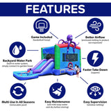 JumpOrange Octopus Commercial Grade Bounce House Water Slide with Splash Pool for Kids and Adults (with Blower), Wet Dry Combo, Basketball Hoop, Outdoor Indoor, Big Inflatable, Birthday Party Rental JumpOrange