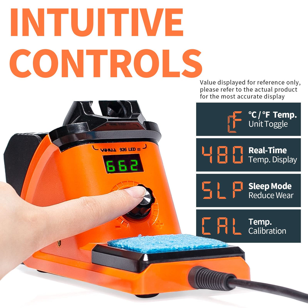 YIHUA 926 III 60W LED Display Soldering Iron Station Kit w 2 Helping Hands, 6 Extra Iron Tips, Roll of Lead-Free Solder, Solder Sucker, S/S Tweezers, °C/ºF Conversion, Auto Sleep & Calibration Support YIHUA