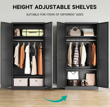SISESOL Metal Wardrobe Cabinet with Hanging Rod,Black Armoire Wardrobe Closet,Metal Clothing Storage Cabinet with Adjustable Shelves and Doors,72" Cloth Storage Cabinets for Home,Living/Laundry Room SISESOL