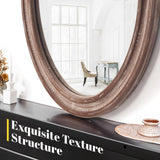 sawsile 24x30'' Rustic Oval Wood Mirror,Decorative Farmhouse Oval Mirrors,Vanity Nature Mirrors for Bedroom, Bathroom, Living Room,or Entryway sawsile