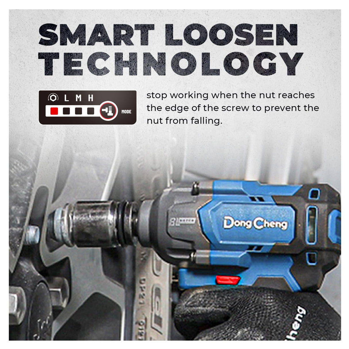 Dong Cheng 20V Cordless Impact Wrench, Max Torque 360 ft-lbs (488N.m), 1/2 inch with 3 Mode Speed, 2400 RPM Brushless Impact Gun, Includes 4.0Ah Battery, Charger, 4 Impact Sockets and Kit Bag Dong Cheng