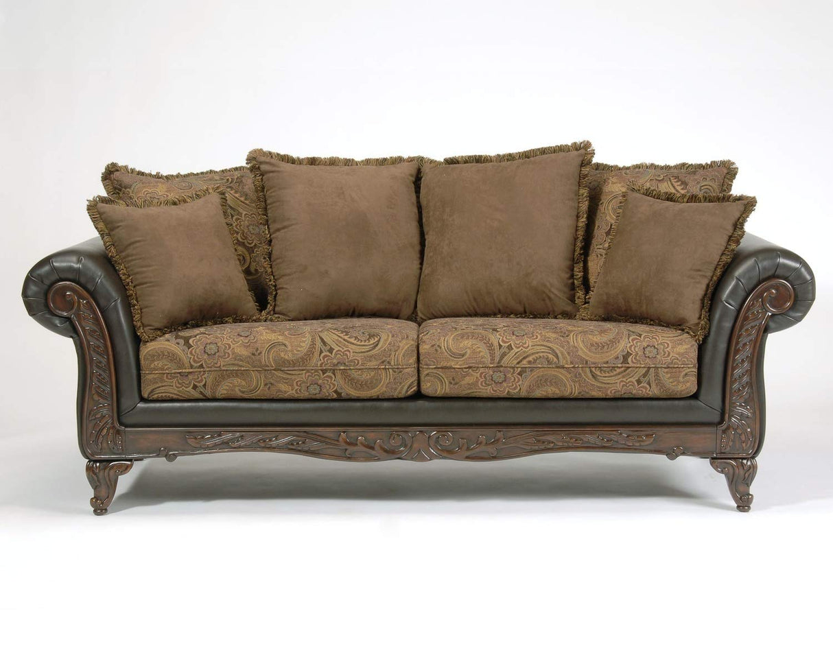 Roundhill Furniture San Marino 2-Tone Fabric Sofa, Chocolate Roundhill Furniture