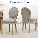 Furnimart French Country Vintage Dining Chairs Set of 4 Farmhouse Dining Chairs with Round Back and Solid Wood Legs, Oval Side Chairs for Kitchen Dining Room Living Room (Light Grey) Furnimart