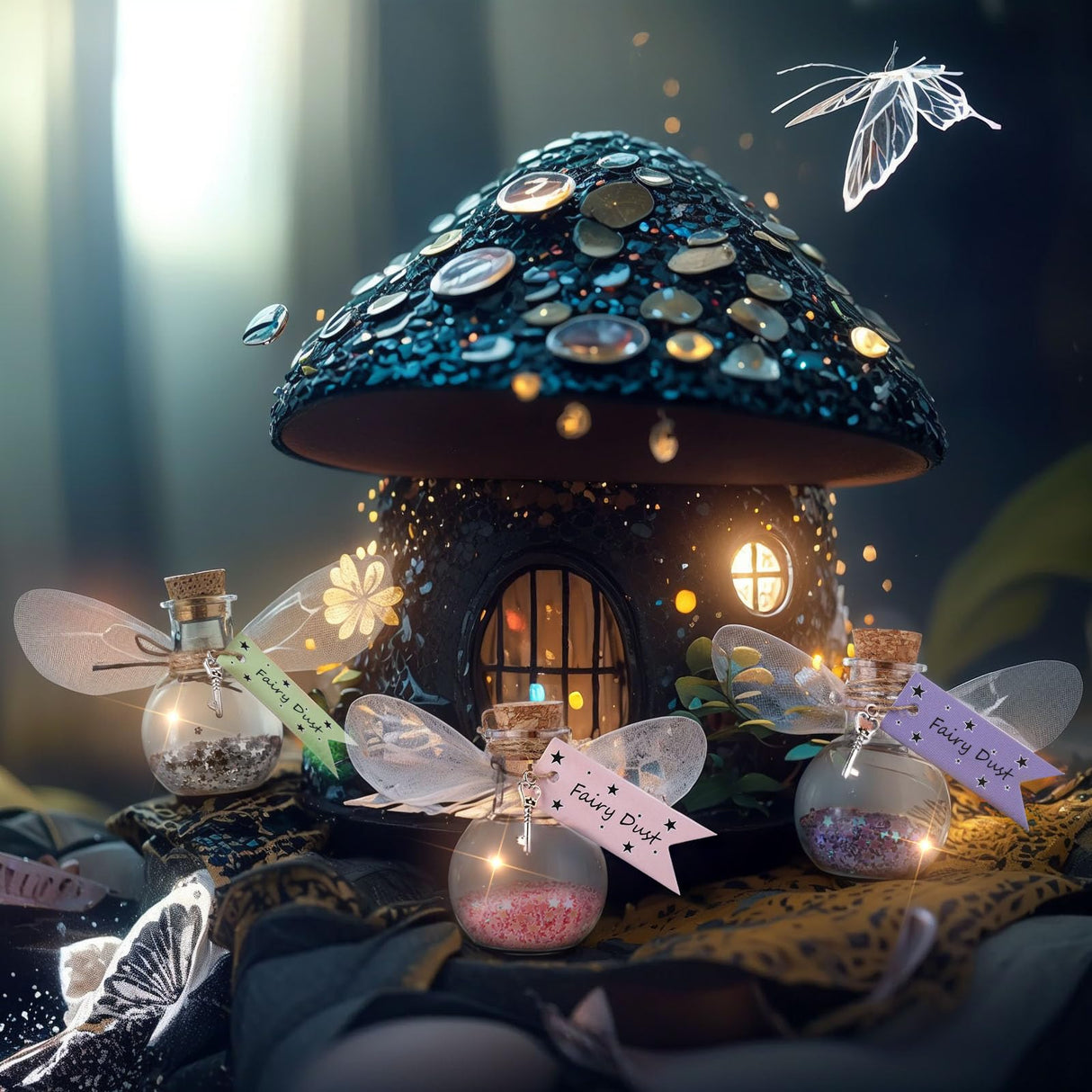 Jinei 262 Pieces Mystery Potion Craft Kit with 36 Magic Witch Potion Bottles Fairy Wing DIY Magic Fairy Bottle Set for Christmas Decorations Birthday Creative Gift Filling Supplies Jinei