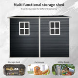KEIKI 4x8 FT Outdoor Storage Shed Resin Cabinet with Lockable Doors,Two-Window for Bikes and Patio Lawn Furniture KEIKI