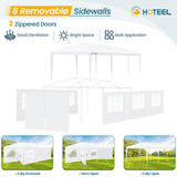 HOTEEL 10'x30' Canopy Party Tent with 6 Removable Sidewalls, Outdoor Tent for Parties, Event Tent, Large Canopy Tent for Weddings, BBQ, Parties, Patio Camping Gazebo, Waterproof, White Hoteel