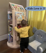 Gdrasuya10 360° Rotating Castle Bookshelf for Kids – Floor Standing Wood Bookcase Gdrasuya10