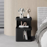 BUZUEY Side Table,Modern end Table,Unique nightstand,Black Metal Bedside Table,3-Tier Accent Table with Storage for Bedroom,Living Room,Small Space,Couch.No Assembly Required BUZUEY