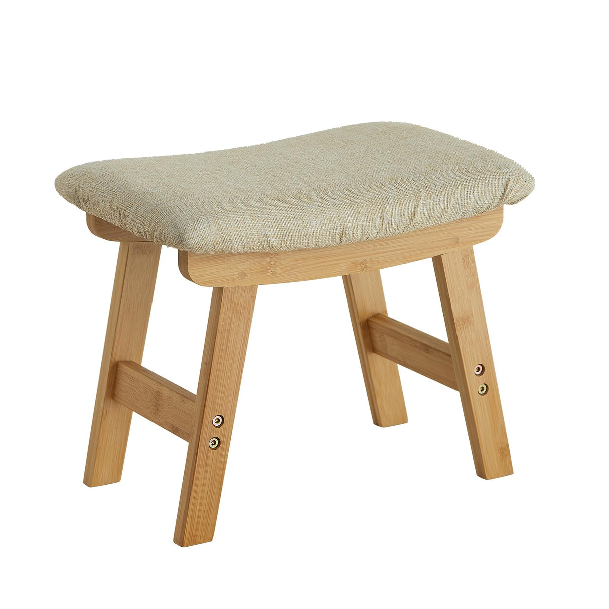 Foot Stool,Ottoman Foot Rest,Bamboo Foot Stool Under Desk,Small Stool for Living Room, Bedroom and Kitchen (Natural Legs - Beige Stool Surface) Furshus