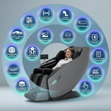 HealthRelife 3D Massage Chair Full Body Recliner - Zero Gravity with Heat, 12 Auto-Massage Modes, Shiatsu Foot Massage, with 55-inch SL-Track, 28 Airbags Massage, Foot Rollers,Free Dust Cover (Black) HealthRelife