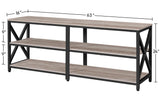 Yaheetech TV Stand for 70 Inch TVs, Industrial Media Entertainment Center with 3-Tier Storage Shelves, 63" TV Console with Metal Frame for Living Room, Gray Yaheetech