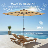 HOMSHADE 10ft Solar Patio Umbrella - Solar Lights LED Lighted Outdoor Market Table Umbrella, UPF50+ UV Protection with Push Button Tilt, Crank for Pool Deck and Garden (Beige) HOMSHADE