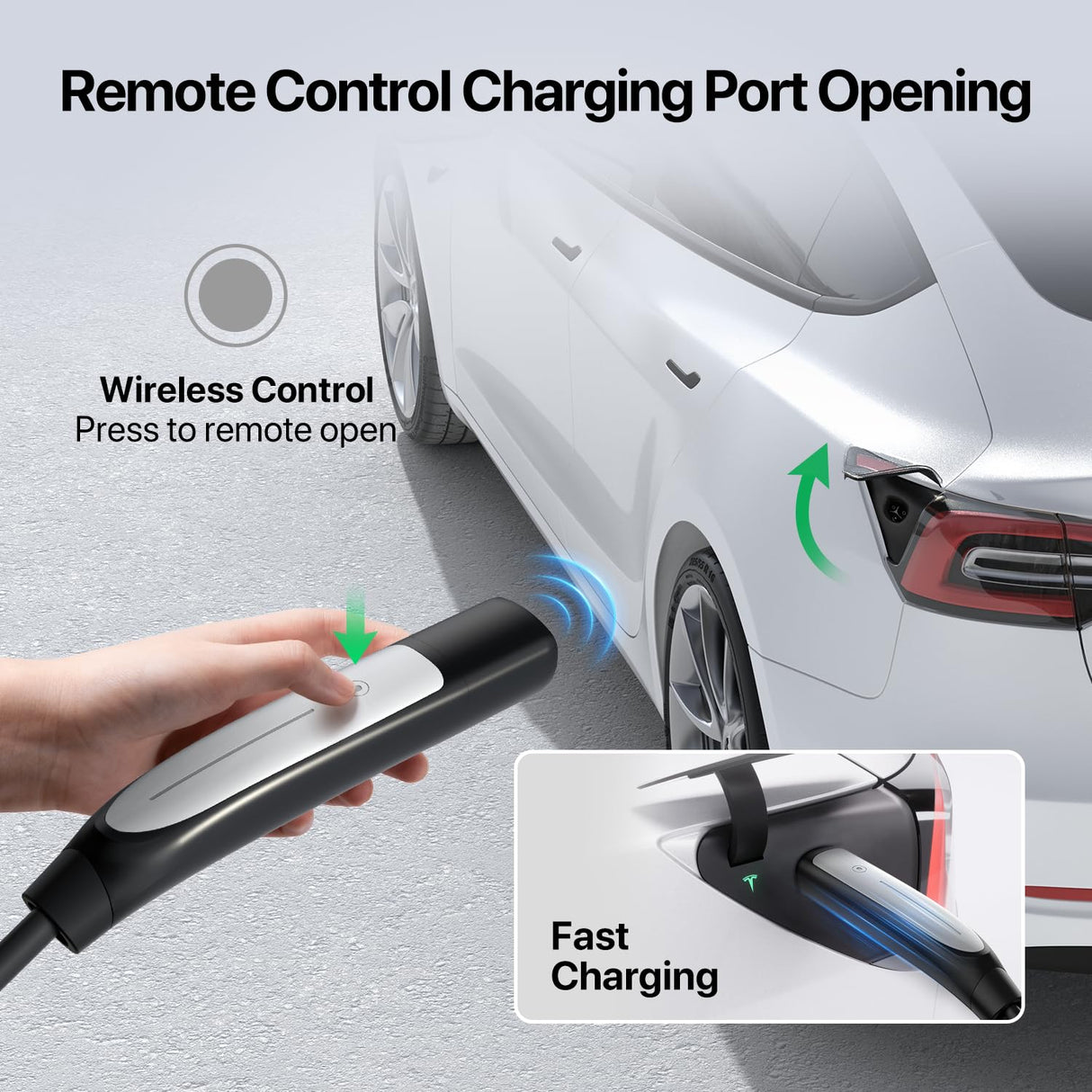 RhEVchar Level 1+2 EV Charger Tesla NACS 16A Mobile Electric Car Charger 110V/240V with NEMA 5-15 Plug and 6-20 Plug 25FT Cable 3.84KW Adjustable 16 Amps Vehicle Charging Stations for Tesla RhEVchar