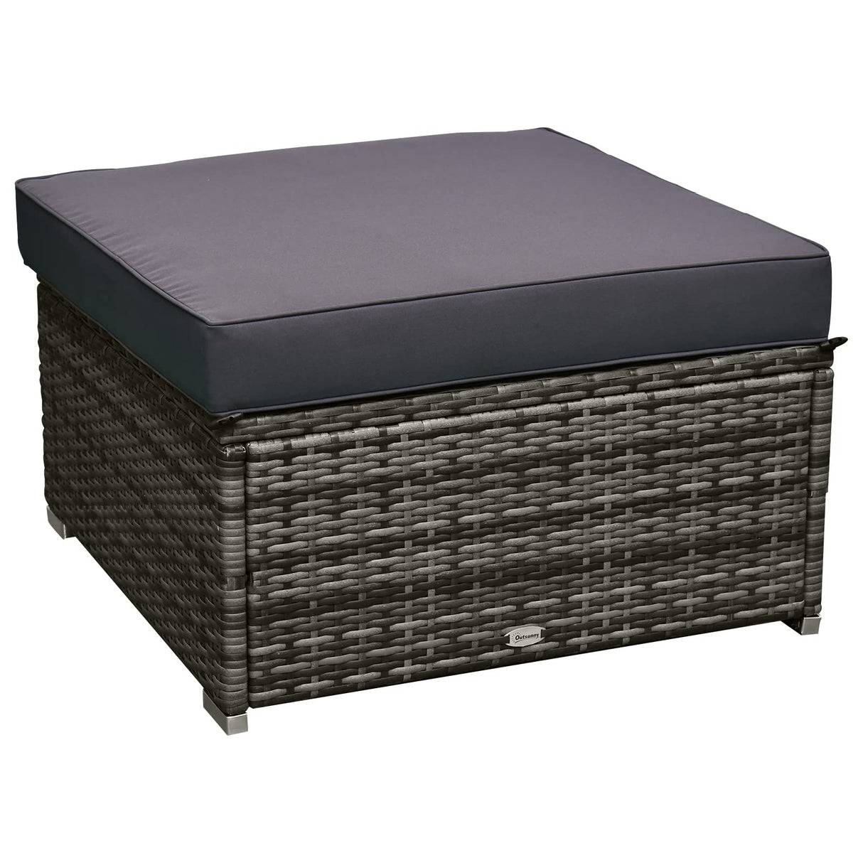 Outsunny 6 Piece Patio Furniture Set Outdoor Wicker Conversation Set All Weather PE Rattan Sectional Sofa Set with Ottoman, Cushions and Tempered Glass Table, Mixed Gray and Gray Outsunny