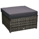 Outsunny 6 Piece Patio Furniture Set Outdoor Wicker Conversation Set All Weather PE Rattan Sectional Sofa Set with Ottoman, Cushions and Tempered Glass Table, Mixed Gray and Gray Outsunny