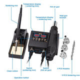 Defabee 14pcs Soldering Station, 2 in 1 Hot Air Functions Digital Display Soldering Iron Soldering Kit, 8898 Portable SMD Rework Station, ºC/ºF Cool/Hot Air Conversion and Auto Sleep Defabee