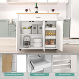 Portable Kitchen Cart with Storage, Rolling Kitchen Island on Wheels with Drop Leaf, Tower Rack, Spice Rack, Cabinet, Drawer, 46.65 x 27.56 x 36 inches, White Samesay